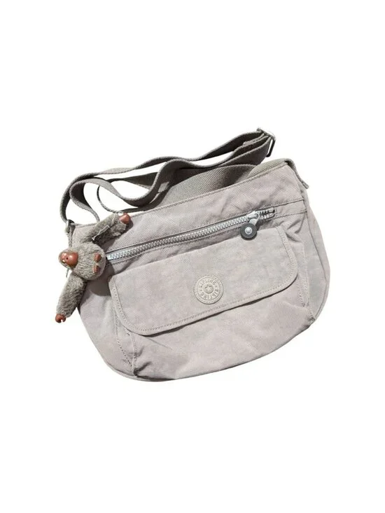 Kipling Gray Lightweight Crossbody Bag Adjustable Strap & Monkey Keychain - Picture 2 of 4